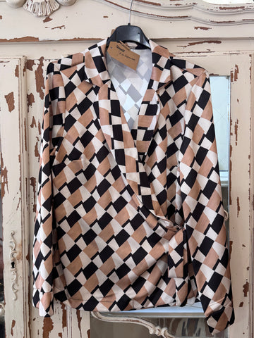 Blusa rombos Camel