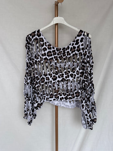 Poncho algodón print blanco