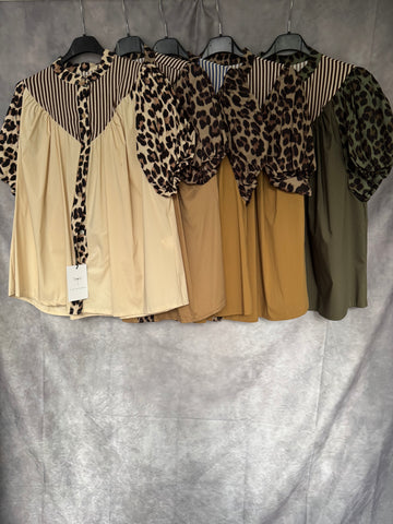 Camisa rayas / animal print kaki