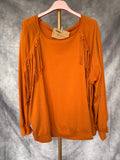 Sudadera flecos naranja