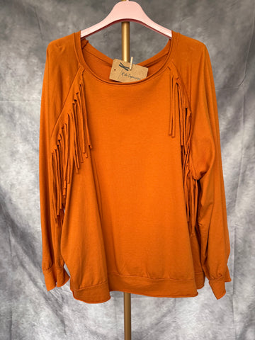 Sudadera flecos naranja