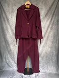 Pantalón baggy flecos Burdeos