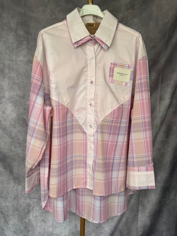 Camisa doble cuello rosa