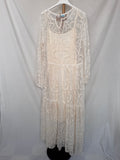 Vestido largo tul bordado beige