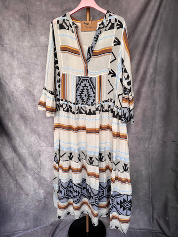 Vestido étnico largo marrón