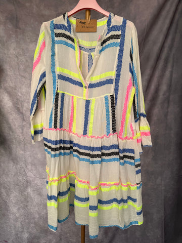 Vestido étnico corto rayas