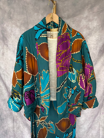 Kimono corto reversible turquesa