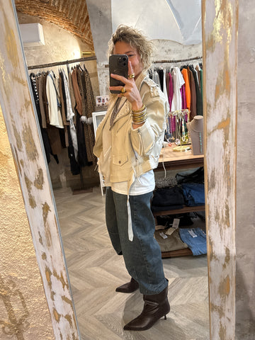 Biker polipiel crema