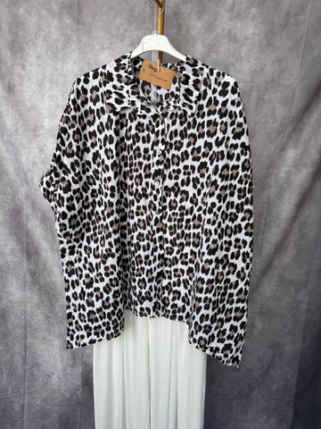 Camisa oversize print blanca