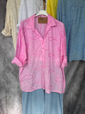Camisa bordados rosa