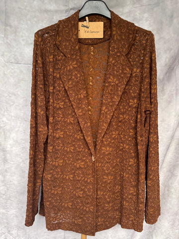 Chaqueta encaje marrón