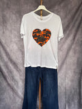 Camiseta corazón print naranja