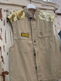 Chaleco vaquero camel  lentejuelas