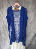 Chaleco macramé azul