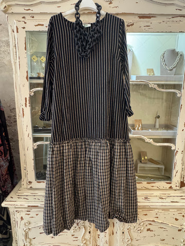 Vestido largo rayas negro