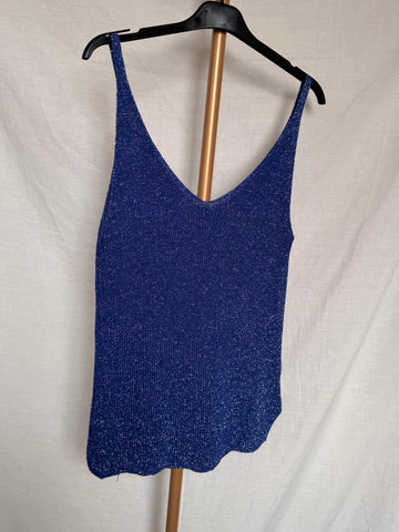 Top punto lúrex azul marino