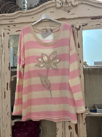Jersey rayas flor