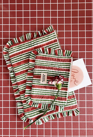 Bolso Mano / Neceser Rayas Verde