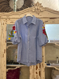 Camisa rayas mangas bordadas