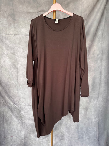 Sudadera fina larga asimétrica chocolate