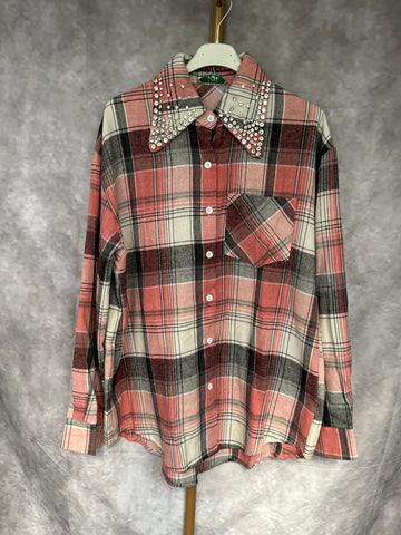 Camisa cuadros con pedrería