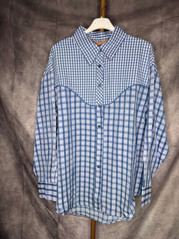 Camisa vichy azul flecos