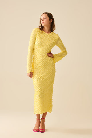 Vestido volantes amarillo