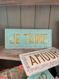 Placa decorativa Je t’aime Azul