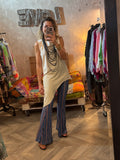 Pantalón plisado rayas azul