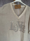 Blusa lino Love camel