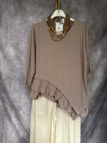 Camiseta volante taupe