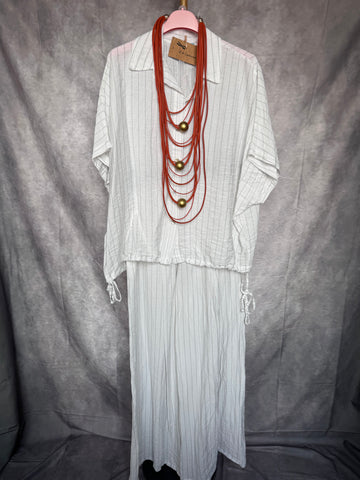 Conjunto rayas blanco