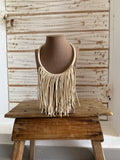 Collar flecos caucho blanco