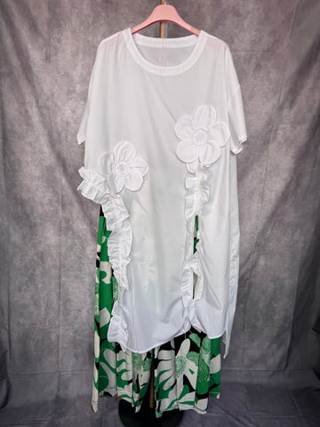 Camisa larga flores blanca