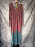 Vestido largo lurex rojizo/ azul