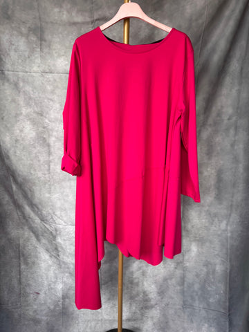 Camiseta larga asimétrica fucsia
