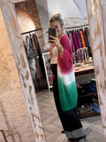 Cárdigan tricolor fucsia