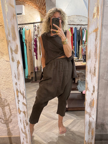 Pantalón baggy lino