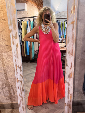 Vestido bicolor plisado