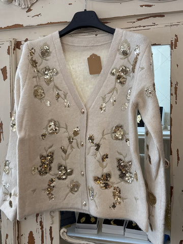 Chaqueta lentejuelas blanco
