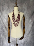 Collar largo eslabones caucho granate