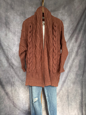 Chaquetón punto ochos teja