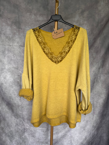 Jersey encaje mostaza