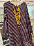 Vestido largo rayas granate
