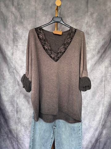 Jersey encaje marrón