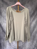 Sudadera flecos piedra