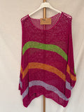 Poncho rayas lurex fucsia