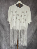 Camiseta flecos margaritas doradas