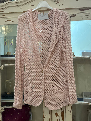 Chaqueta calada rosa
