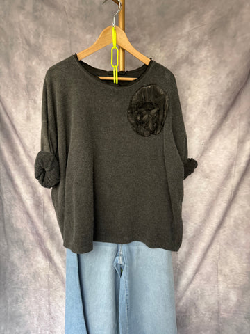 Jersey Gris oscuro Flor